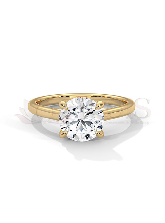 Classic Round Brilliant Solitaire Plain Band Diamond Engagement Ring